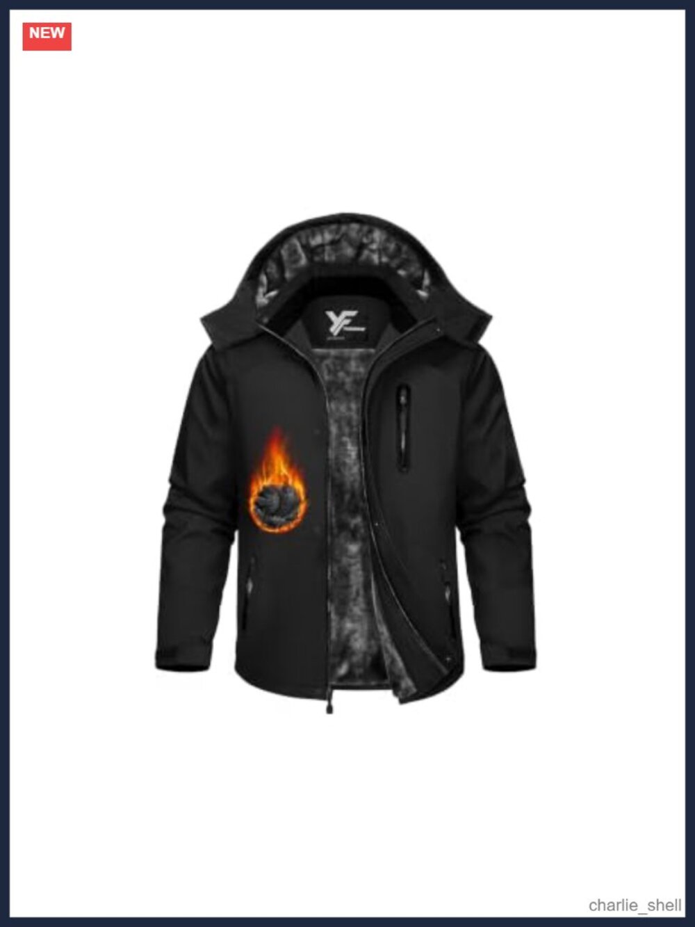 Men's Magnetic Placket Insulated Fleece Lined Waterproof Ski Snowboard Jacket